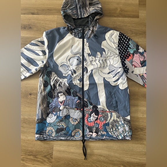 Rebel Vengeance Japanese Skeleton Samurai Windbreaker Jacket, Rare, XXL - NWT - Picture 4 of 11